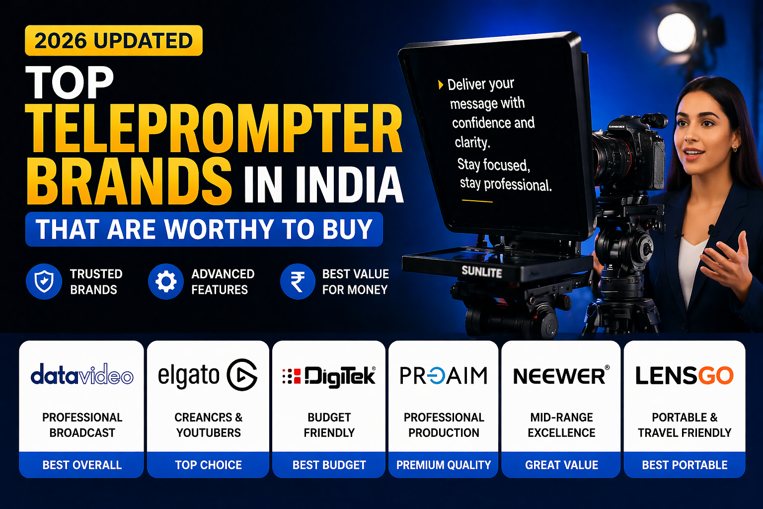 Top Teleprompter Brands in India That Are Worthy To Buy - 2026 UPDATED